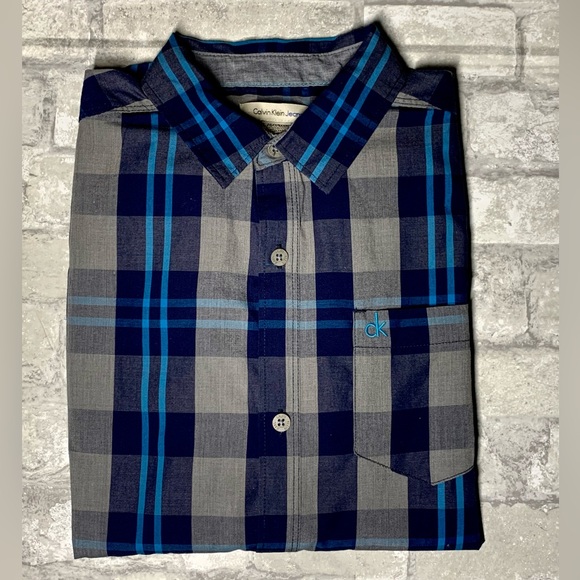 CALVIN KLEIN JEANS: Boys Long Sleeve Button Up Shirt - Picture 7 of 8